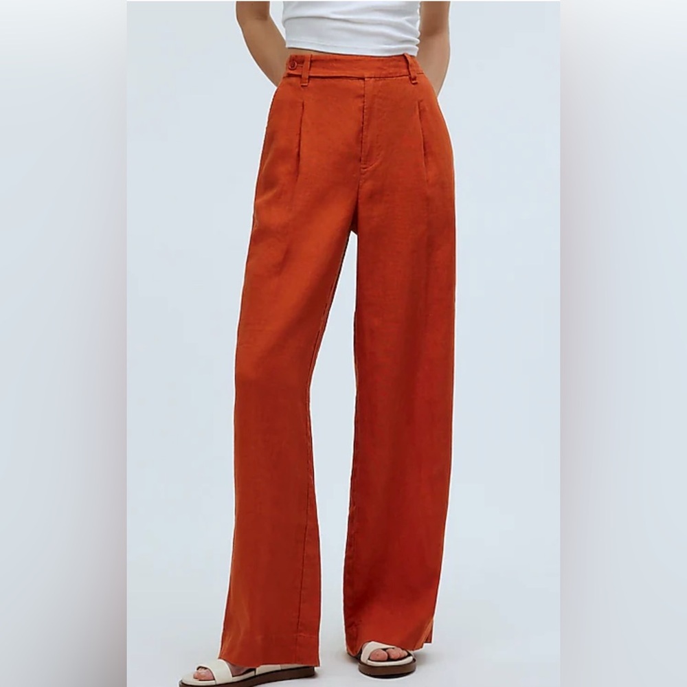NWT MADEWELL HARLOW Linen PANTS in Copper size 00 (XXS)
